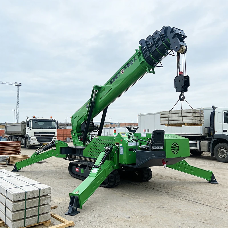 【Direct Factory Sale】Multi-terrain Heavy-duty Spider Crane, Foldable Mini Crawler Crane, Jib Glass Suction Cup Hanging Basket