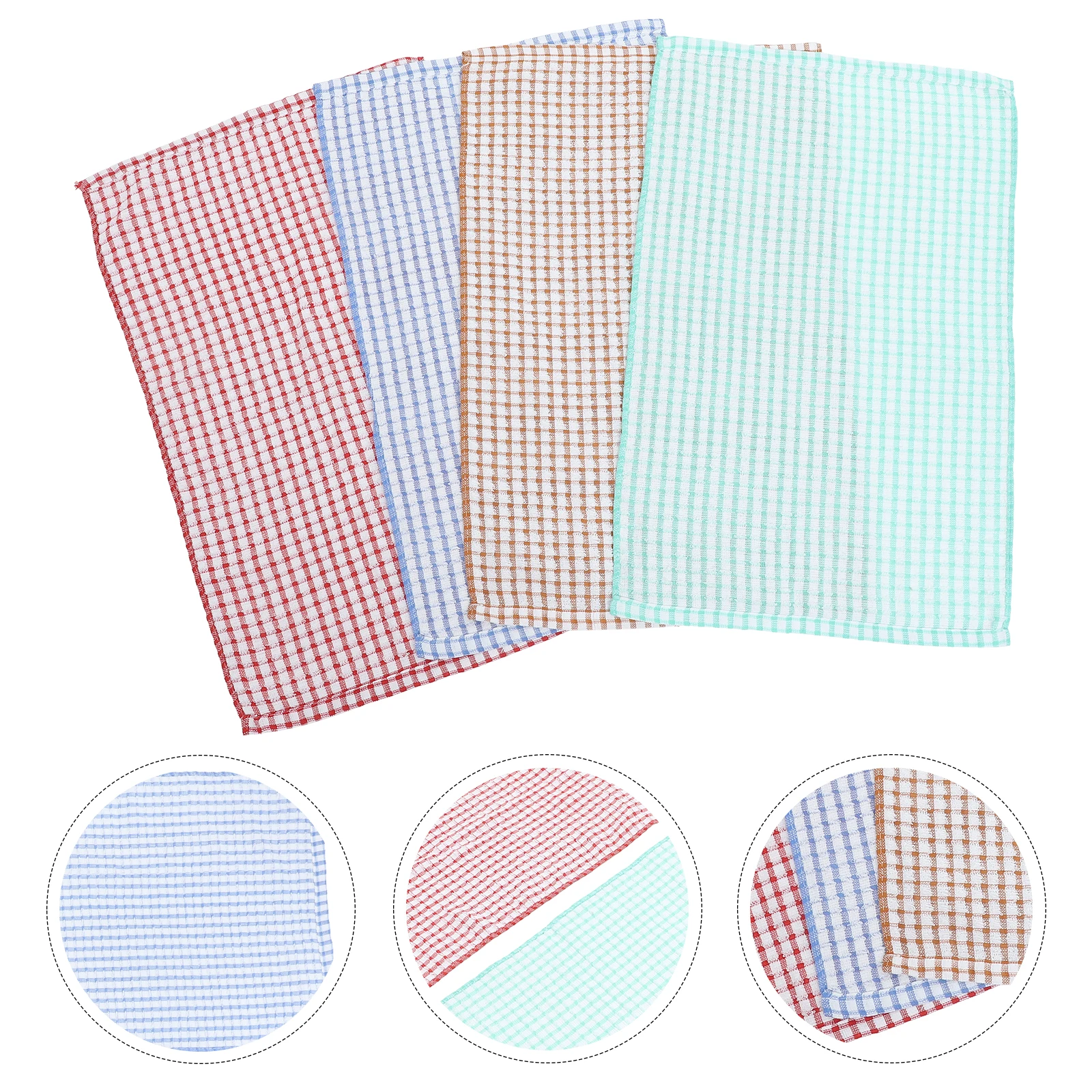 

4pcs Dish Washing Towels Kitchen Cleaning Towel Dishcloths Oil Water Stain Absorbent Cotton Durable Multi-Function Wiping Cloths