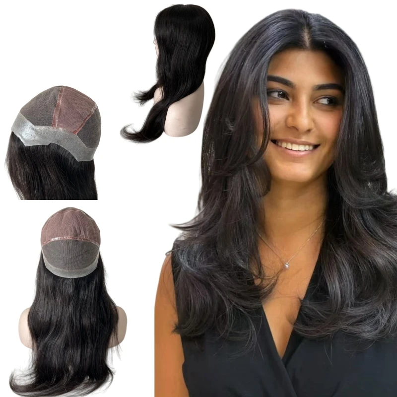 

Indian Virgin Human Hair Natural Color Silky Straight 180% Density Full Lace with PU Perimeter Wig for Woman