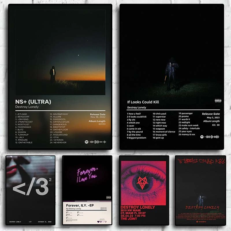 Pop Hip Hop Rapper Destroy Lonely Plakat Album Muzyczny If Looks Could Kill No Stylist Single Ep Canvas Print Wall Art Room Decor