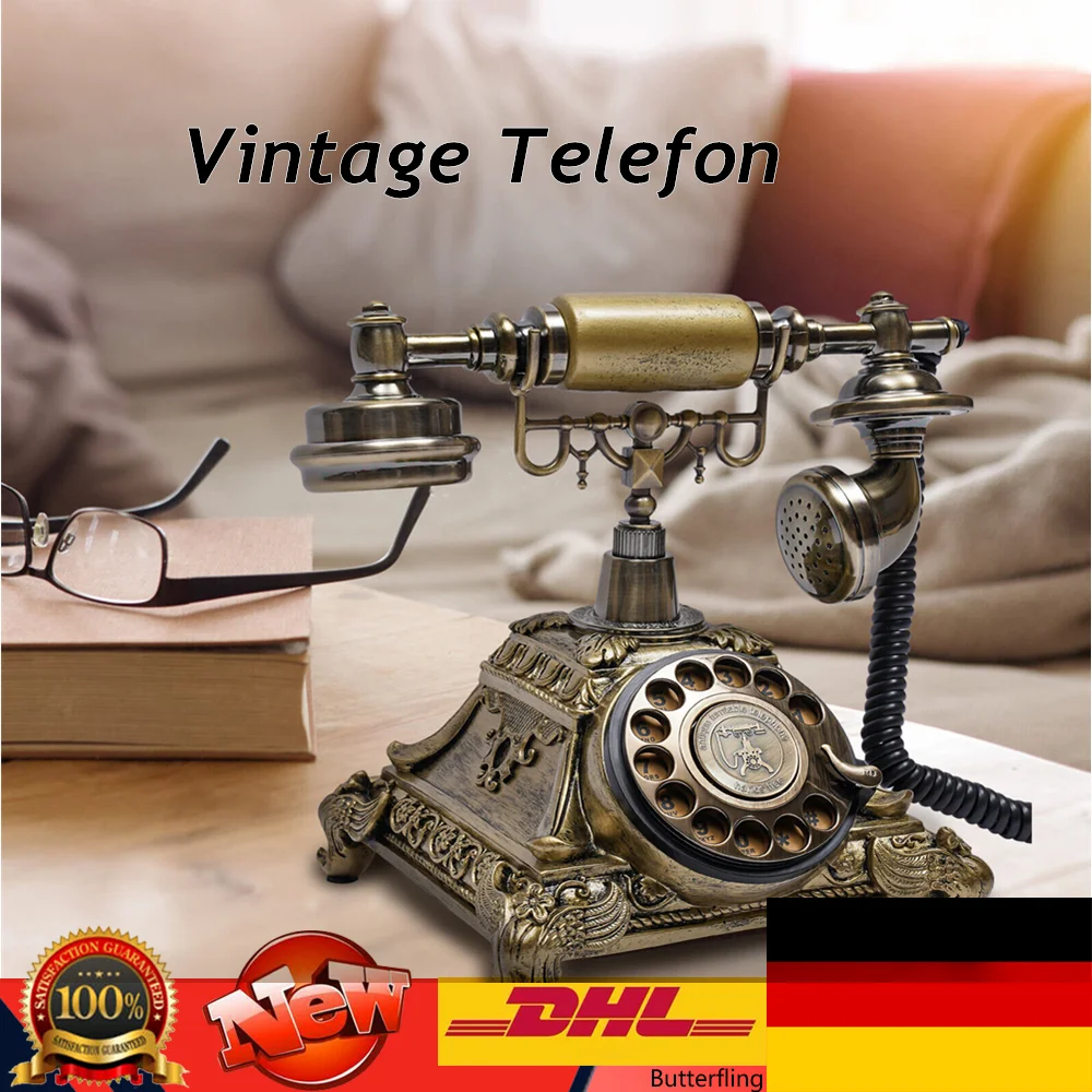 Retro Rotary Dial Vintage Telephone, Corded Old Fashion Antique Landline Telephone Decor, for Home Office Hotel Decor