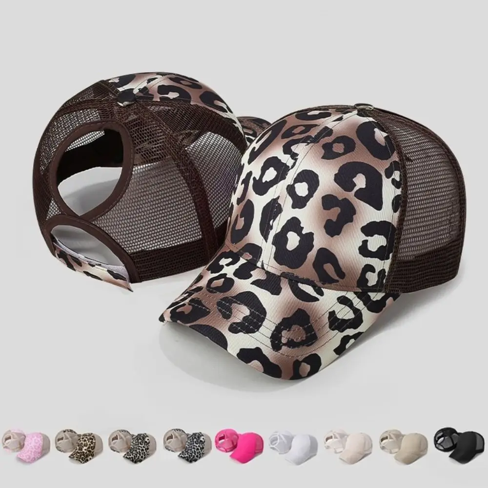 UV Protection Mesh Baseball Caps Breathable Mesh Hollow Out Back Ponytail Hats Adjustable High Ponytail Design Visor Hat