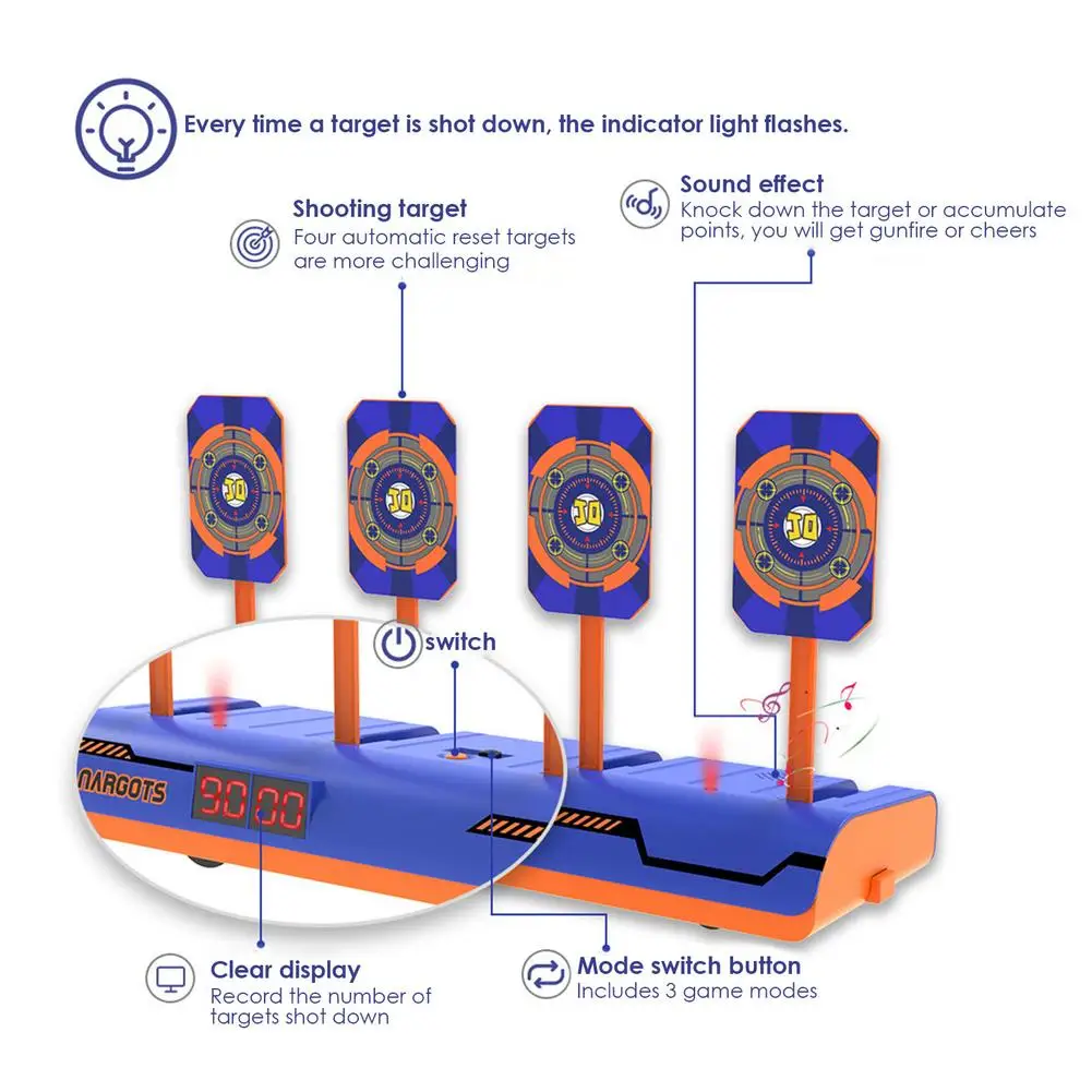 Targets for Nerf Guns Auto Reset Electric Shooting Target Accessories Kids Sound Light Shooting Game Toys High Precision Scoring