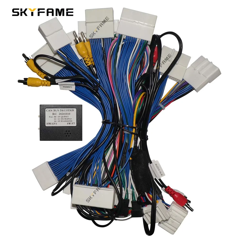 SKYFAME Car 16pin Wiring Harness Adapter Canbus Box Decoder Android Radio Power Cable For Nissan Quest Murano Elgrand