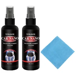 2 bottiglie da 50ml Spray per rivestimento in ceramica per auto lucidatura in vetro Nano rivestimento idrofobo liquido di cristallo placcato rivestimento per la cura della vernice