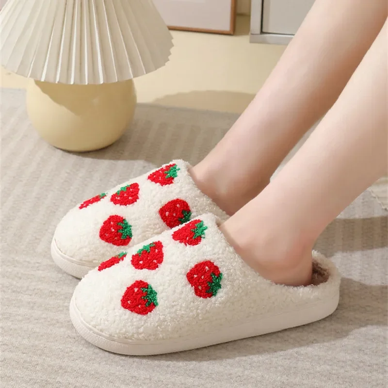 Home Warm Winter Cotton Slippers Cute Soft Comfortable Couples Women Men Thick-soled Bedroom Plush Slides Indoor Non-slip Shoes