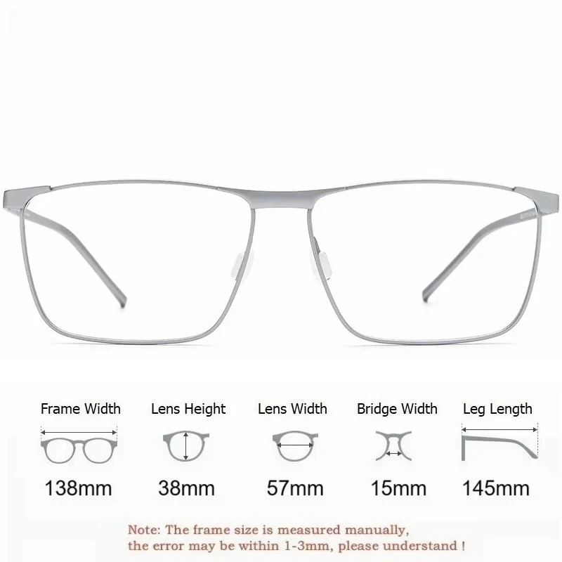 نظارات طبية للرجال من OLLYMURS مضادة لقصر النظر الضوئي باللون الأزرق من التيتانيوم النقي بإطار بصري مربع نظارات 18526