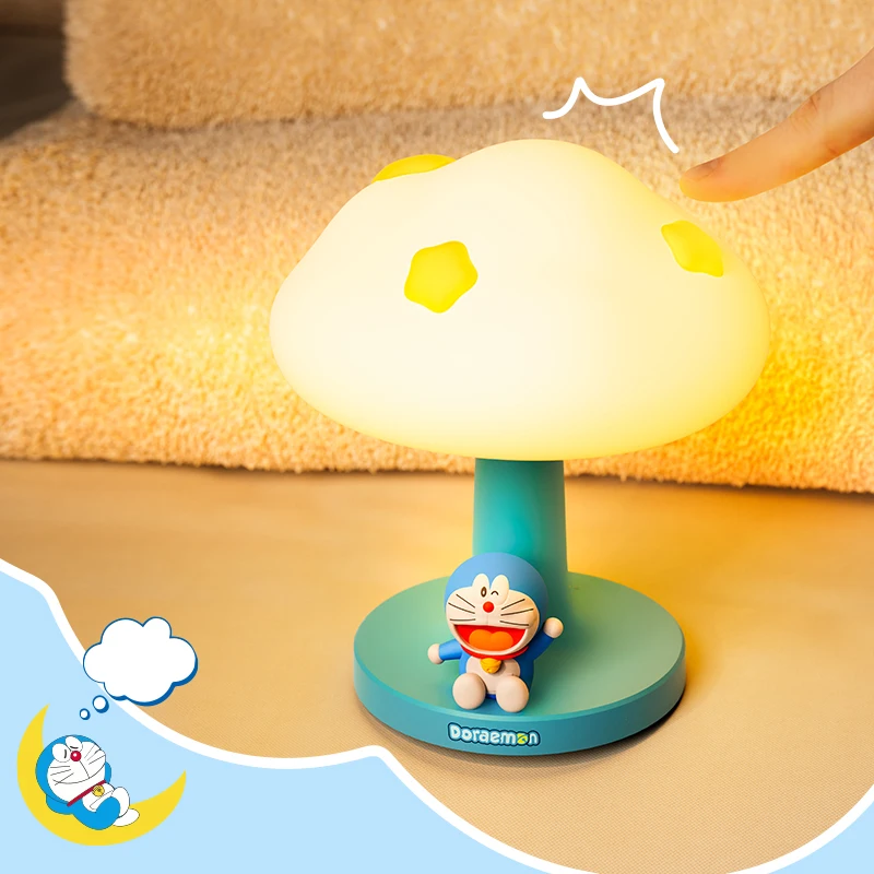 Doraemon LED Night Light Warm Soft Light Cute Anime Lamp Pat Control USB Rechargeable Birthday Christmas Gift Room Decor