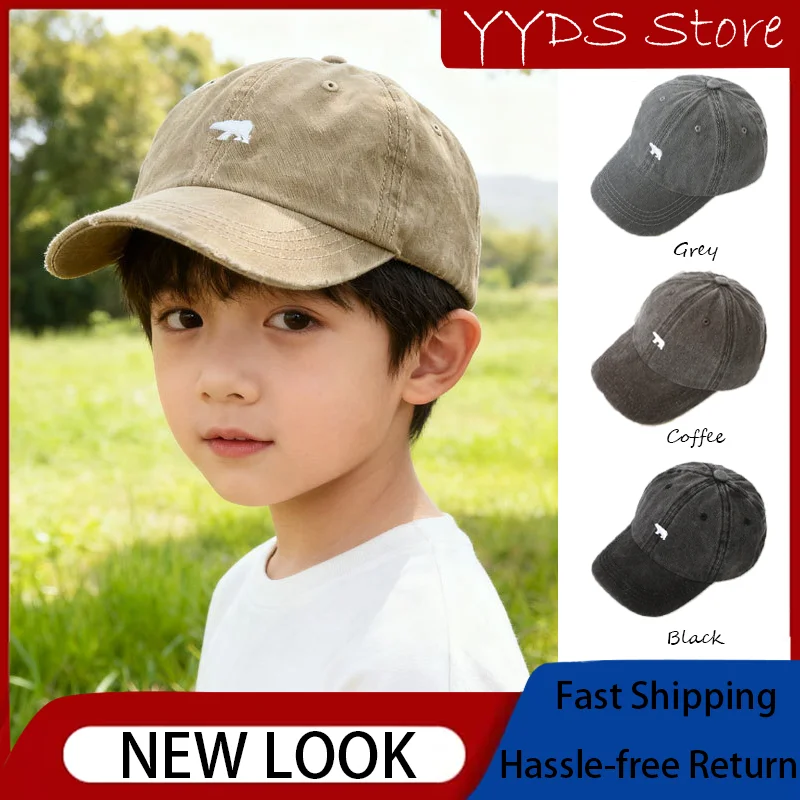 

Весенне-летняя детская бейсболка с вышивкой милого полярного медведя, мягкая, дышащая, повседневная, для активного отдыха, солнцезащитная кепка