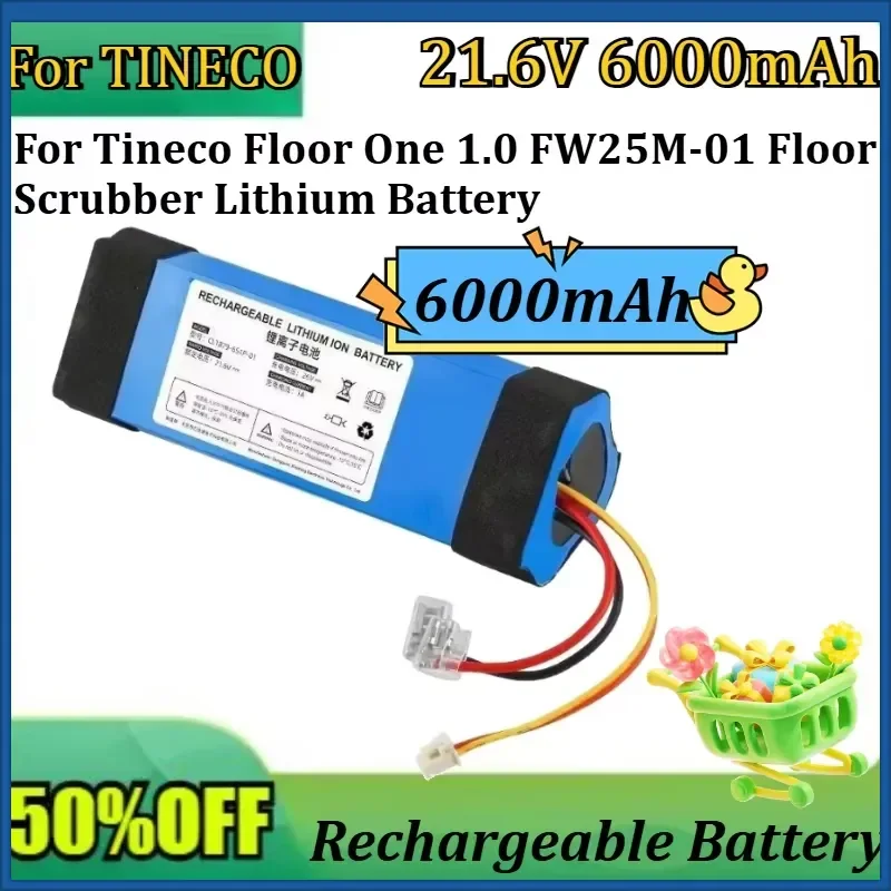 

New For FW25M-01 21.6V 6000mAh Battery For Tineco Floor One 1.0 FW25M-01 Floor Scrubber Lithium Battery