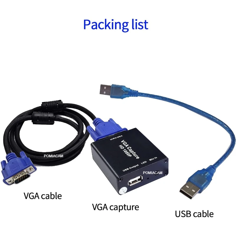 Video Coverter VGA Capture Card, Audio and Video Capture Device,Plug-and-Play,USB Drive-Free HD 1080P Video Capture