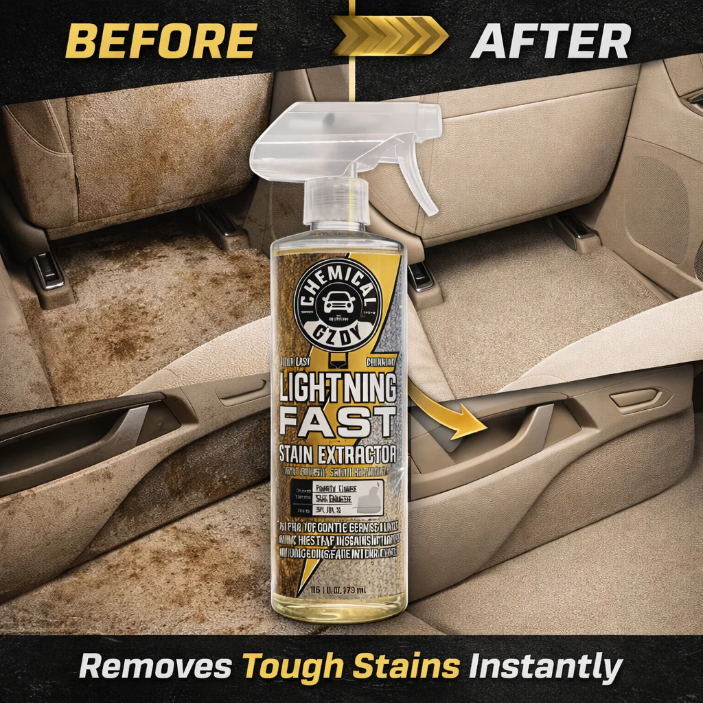 Professional Auto Stain Extractor Spray 16oz – Heavy Duty Interior Cleaner for Seats, Carpets & Fabric, Quick & Easy Cleaning