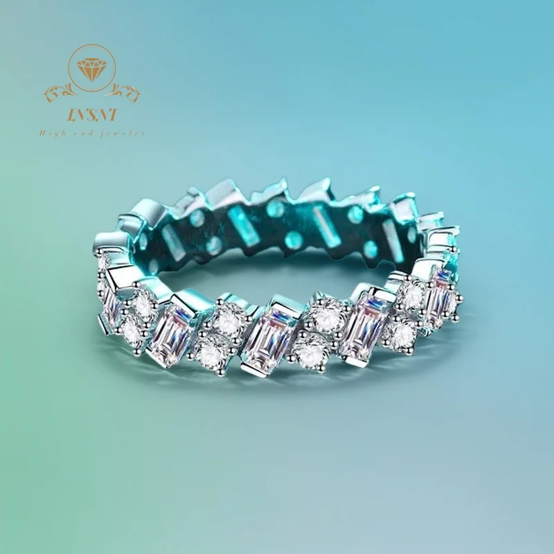 

3ct Women's Full Circle Moissanite Ring 925 Sterling Silver Plated PT950 Gold Certified Luxury Jewelry for Daily Styling