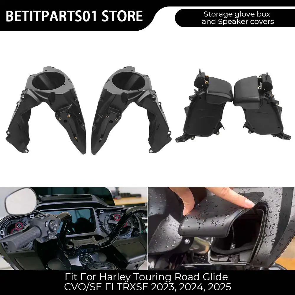 Motorcycle 1 Pair Inner Fairing Speaker Covers/Inner Fairing Storage Glove Box ABS For Harley Touring Road Glide FLTRX 2024-2026