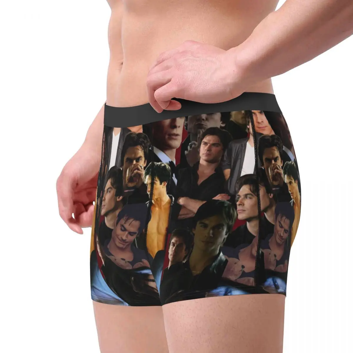 Damon The Vampire Diaries TV Show Man'scosy Boxer celana dalam, 3D printing Underwear, sangat berpori kualitas tinggi ide hadiah