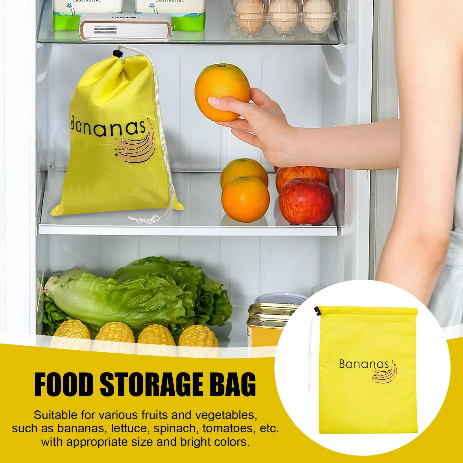 Fruit Vegetables Storage Bag Reusable Produce Bags With Drawstring Design Sturdy Storage Bag Prevents Odor for Fruits