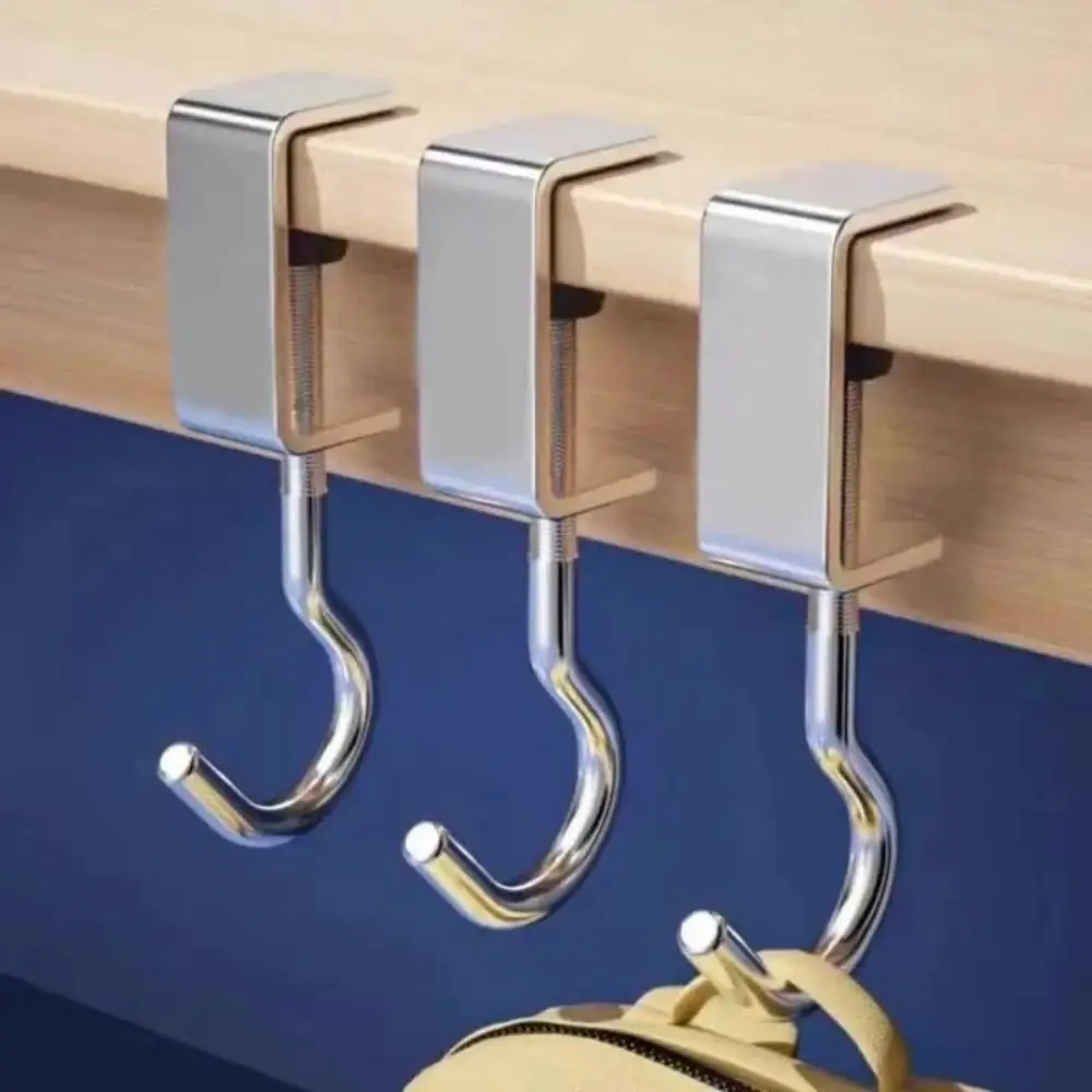 

10pcs 360° Rotatable Table Hooks Detachable Heavy-Duty Bag Hooks Nail-Free Snap-On Adjustable Desk Hooks School Dormitories