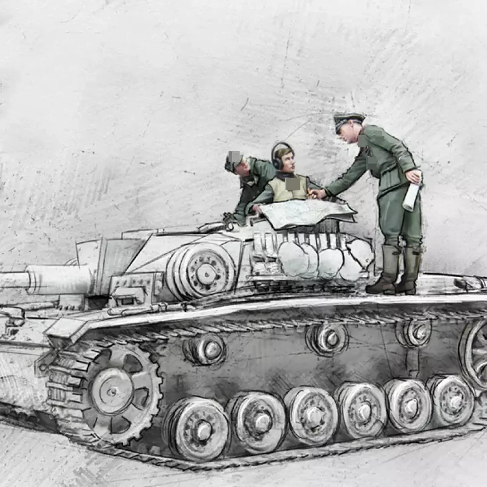 

1/35 Resin Figure Unpainted Model Kit, military theme (3 people), unassembled and unpainted GK