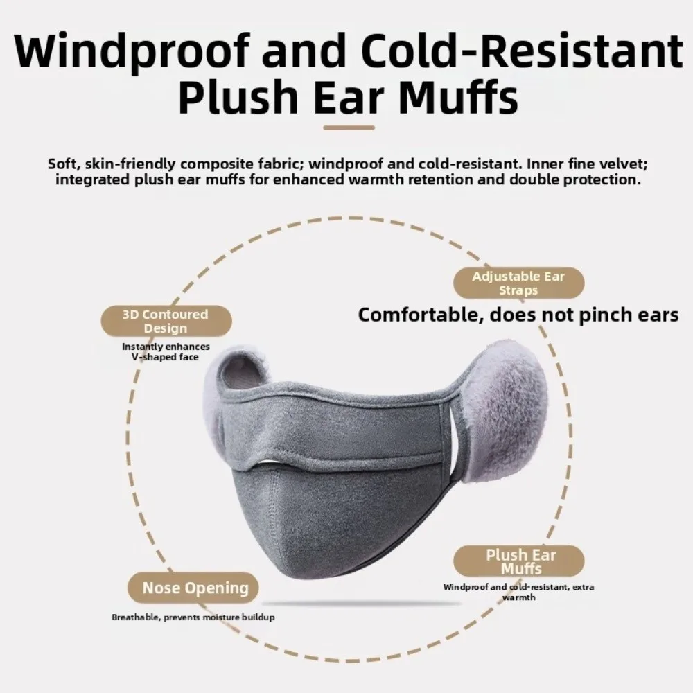 Multi-Functional Autumn Winter Warm Face Mask Plush Windproof Face Mask Ear Muff All-In-One Adjustable Freezing Proof