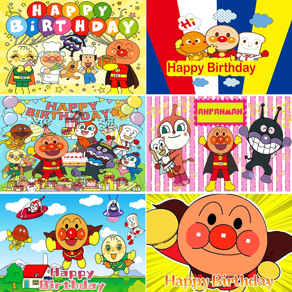 

Anpanman Birthday Party Background Cartoon Decoration Vinyl Banner Rainbow Baby Shower Kids Party Gifts Photography Studio Props