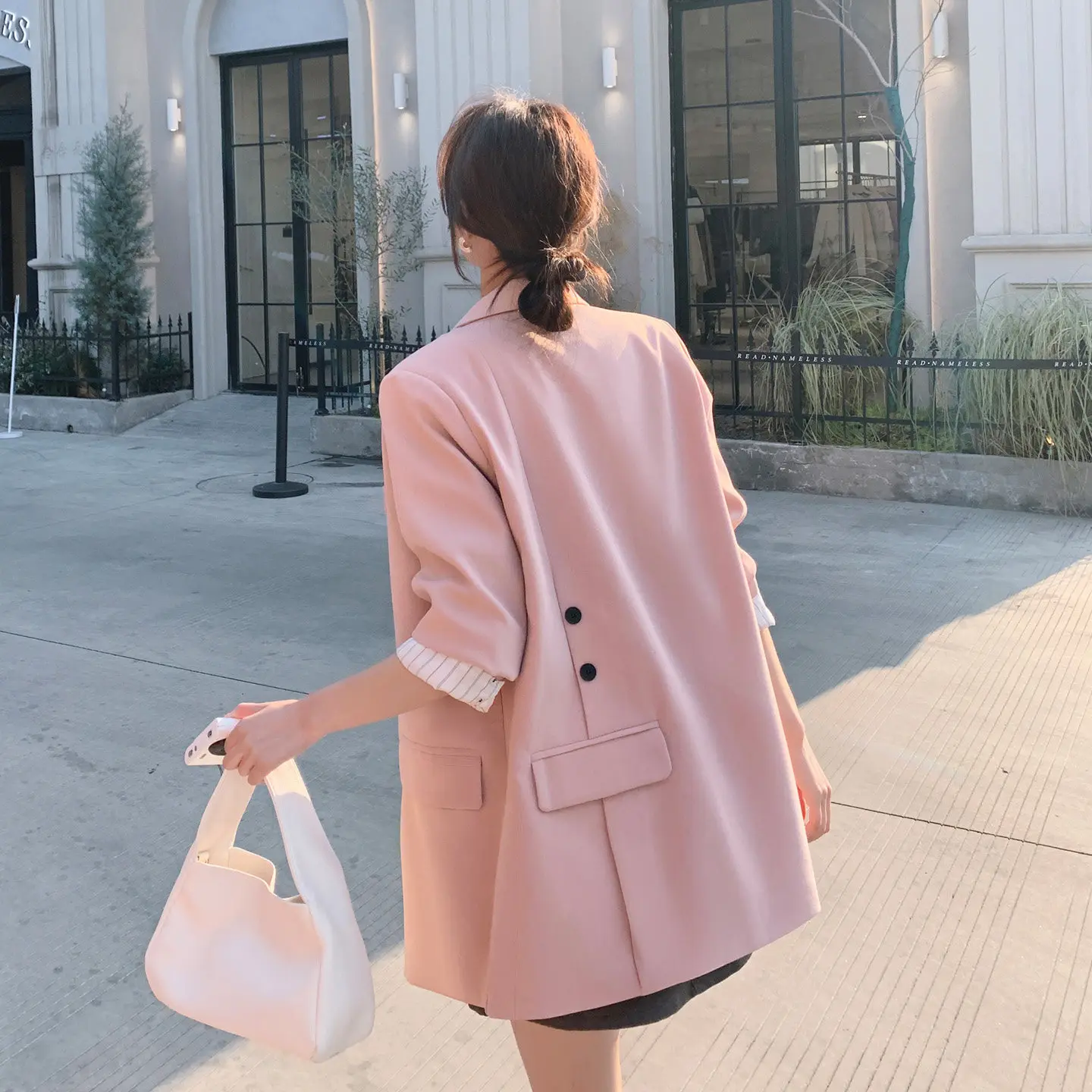 

Новые элегантные повседневные двубортные пальто SuperAen Pink Notched Sweet Suits для женщин, дизайн Весна 2026, оверсайз, для офиса
