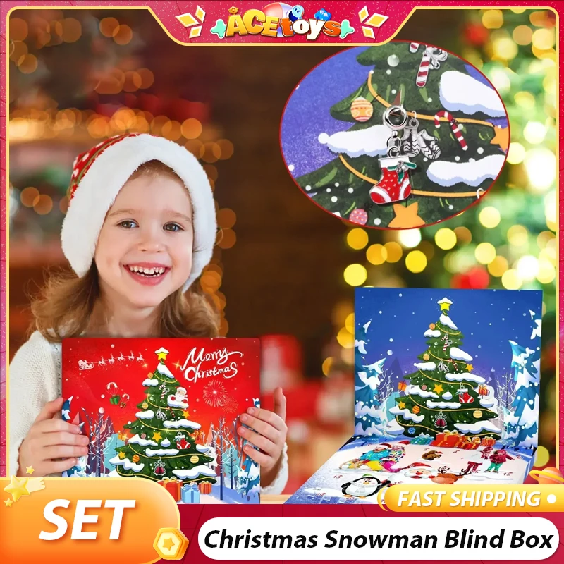 

Christmas 24 Grid Snowman Blind Box DIY Creative Fun Sturdy Beauty Best Gifts For Girls Children's Handmade Jewelry Bead