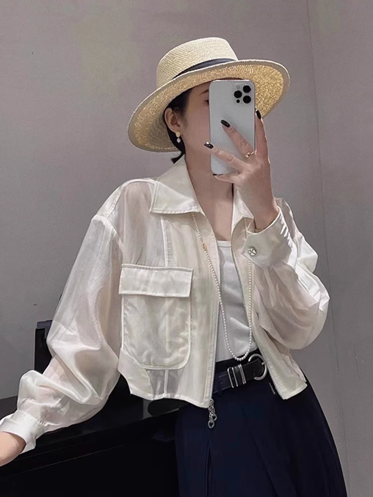 الكورية Sle طويلة Sve سستة تصميم لون نقي كيت المضادة للأشعة فوق البنفسجية أعلى فضفاض Faionable ملابس خارجية مكافحة الشيخوخة العصرية Jaet #4