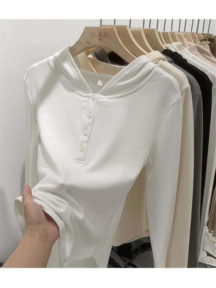 Autumn Women T Shirt Girls Winter T-Shirt Woman Clothes Tops Cotton Slim Tshirt Female Long Sleeve Y2k Spring Tee Sexy White