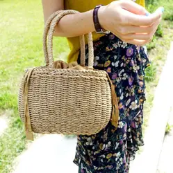 Straw Tote Bags for Women 2024 Summer Rattan Bag Handmade Woven Purse Ladies Beach Bohemian String Handbag bolsos para mujer sac