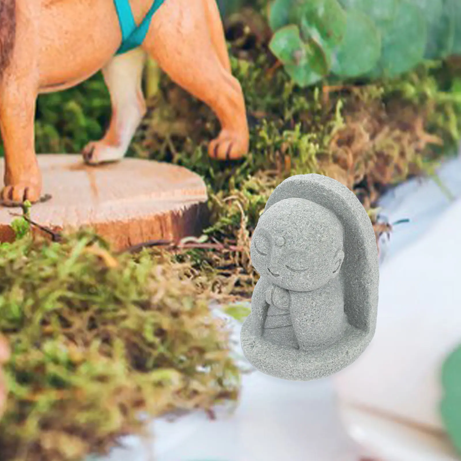 Mini Jizo Statue Japanese Style Sandstone Buddhist Ornament for Home Office Zen Garden Aquarium Fish Tank Decoration