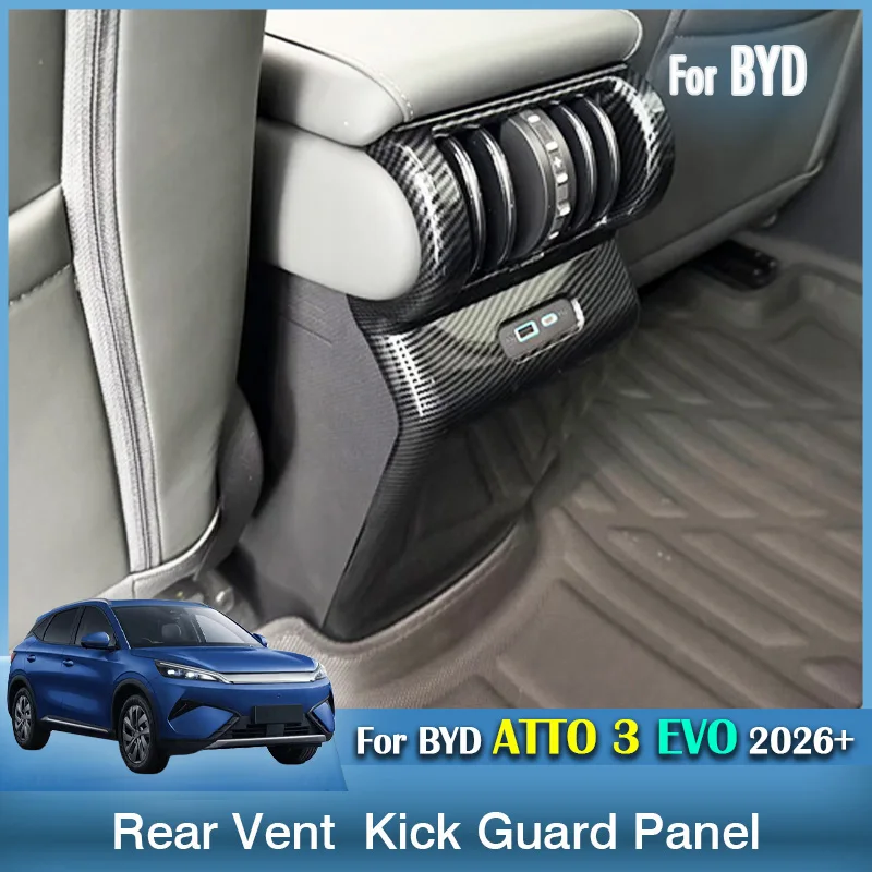 Car Rear Air Vent Trim Frame For BYD ATTO 3 EVO 2026 2027 Rear Seat Back Anti Kick Panel Cover Decoration Accessories Interior