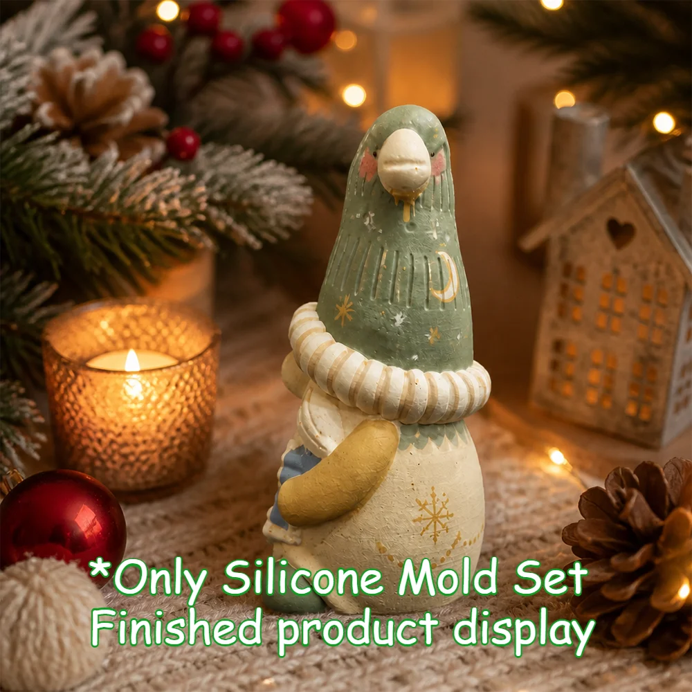 Santa Holding Snowflake Silicone Mold DIY Christmas Epoxy Resin Candle Plaster Mould Handmade Xmas Ornament Craft Gift Tool