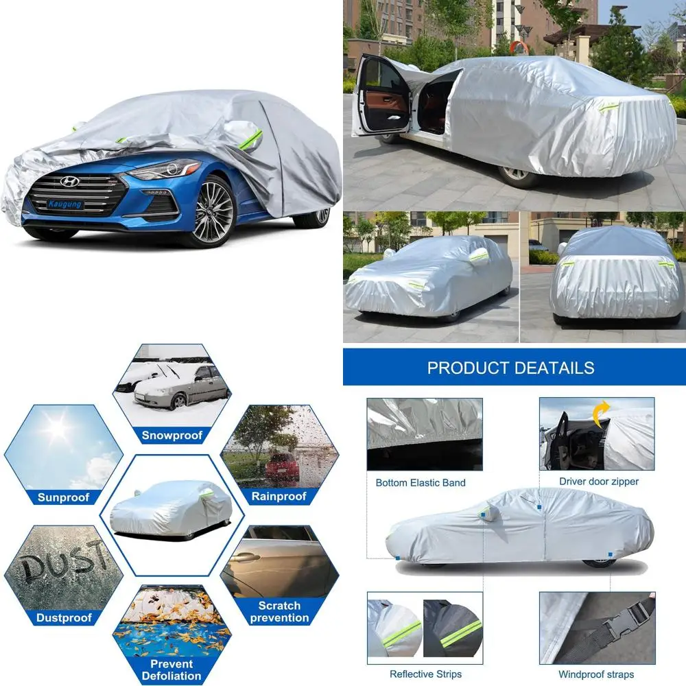 

Waterproof 6-Layer Car Cover for All Weather Protection, Custom Fit for Sedans, Resistant to Sun, Rain, and Dust, Suitable for V
