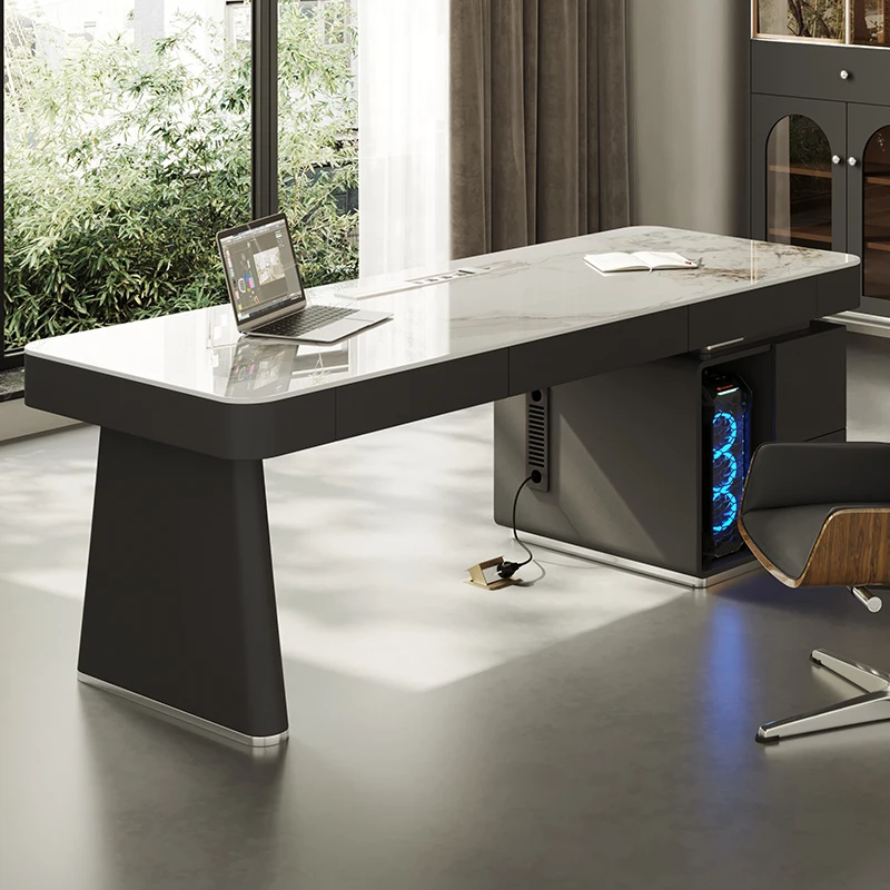

Desk modern high-end living room rock slab desk home host desktop light luxury
