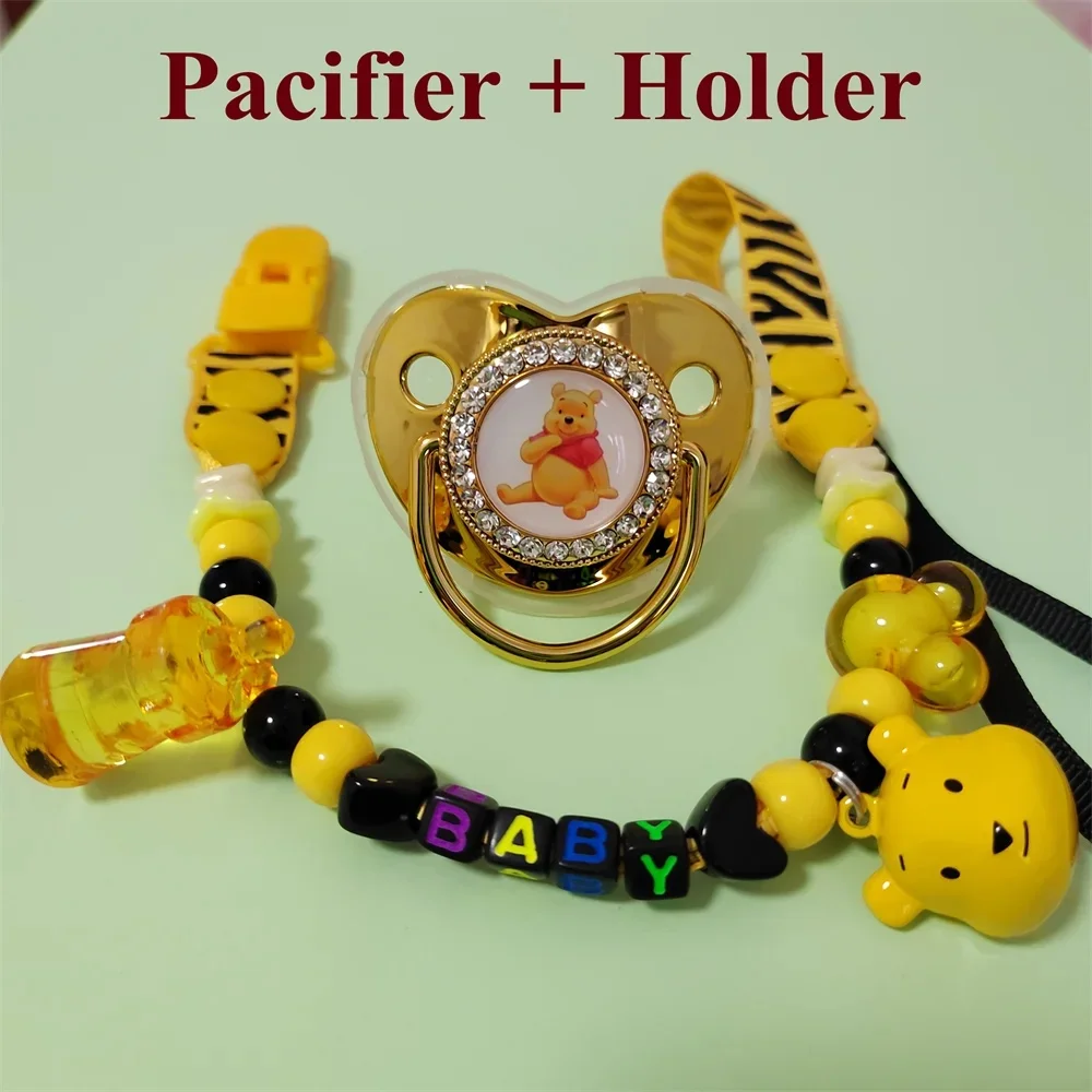 

[Cute Baby Pacifier] Luxury Bling Bling Baby Teaser and personalized clip Bear Baby Shower Gift Teeth Free bisphenol a chupete