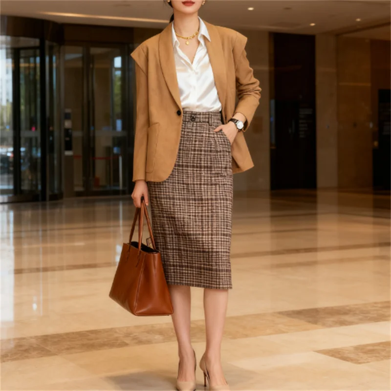 

Осенний модный модный сексуальный женский замшевый пиджак в европейском и американском стиле с лацканами на плечах 2025 года