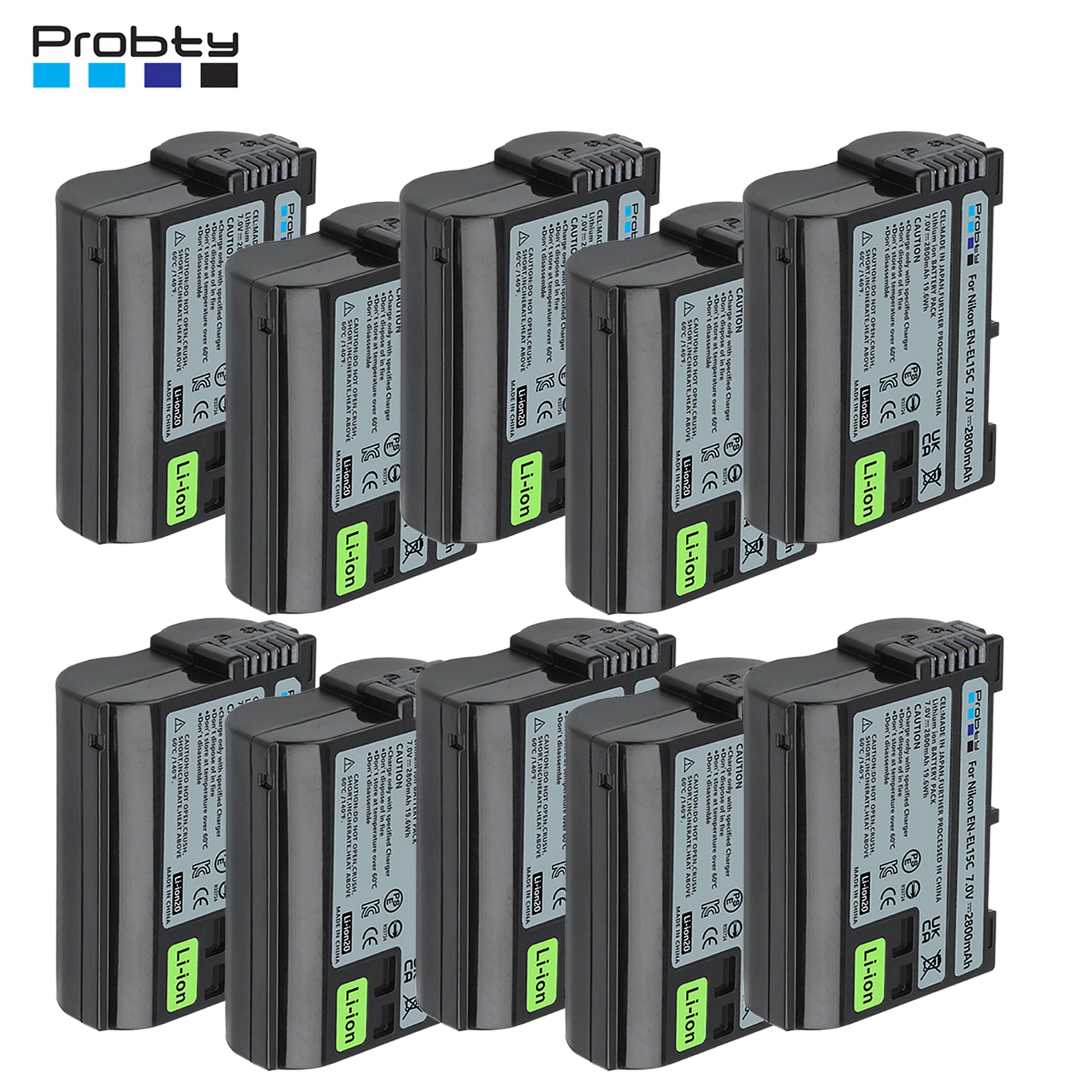 

10 Pcs EN-EL15C EL15C EN EL15 Battery for Nikon Z5, Z6, Z6 II, Z7, Z7II D780, D850, D7500, D500, D600 Digital Cameras