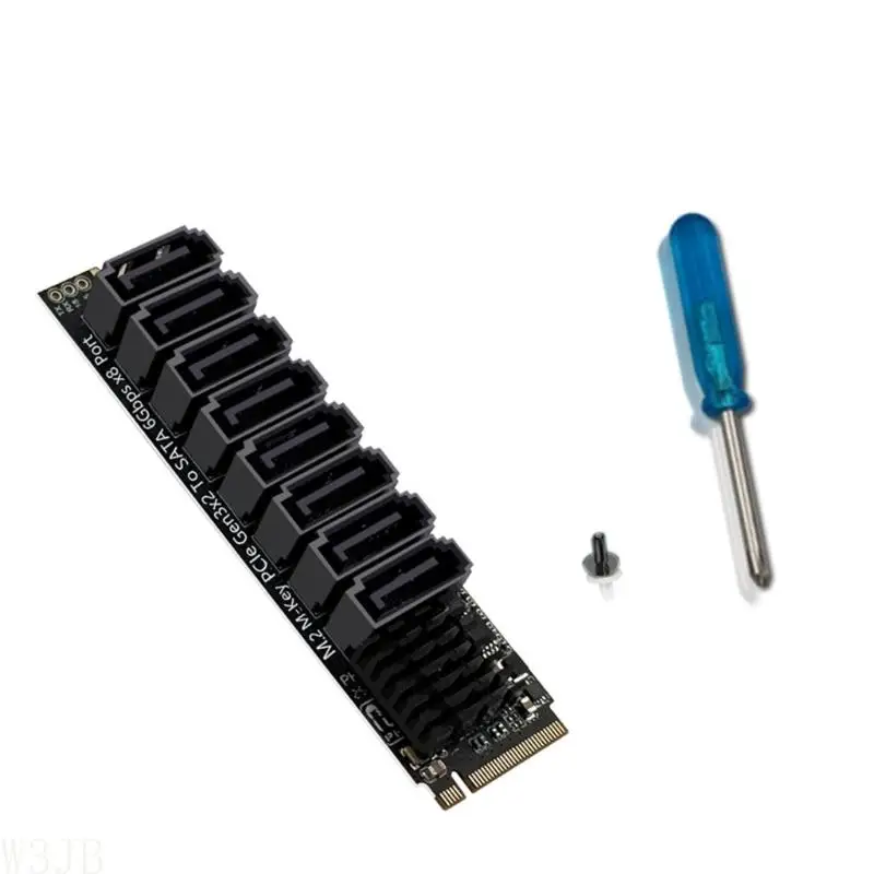 W3JB 8 Port PCIe SATA3.0 6 Gbit/s Controller Karte M.2 NVME PCIE Schnelle Datenübertragung Aluminium Kühlkörper für Desktop – Detail 9