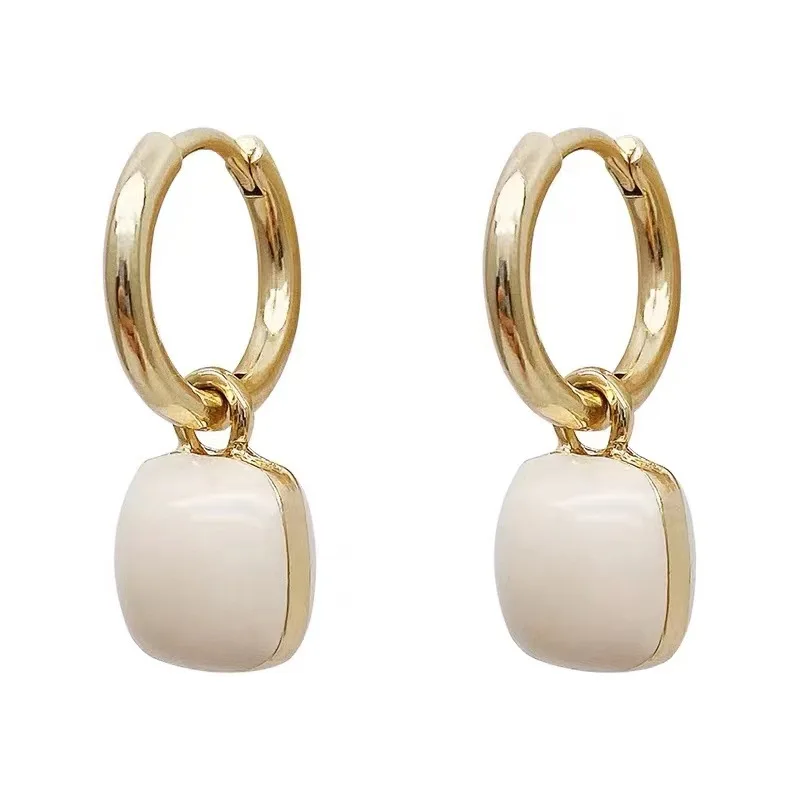 Classic Zircon Square Pendant Earrings For Women Elegant French Fashion Geometric Earrings Office Party Charms Jewelry Gifts