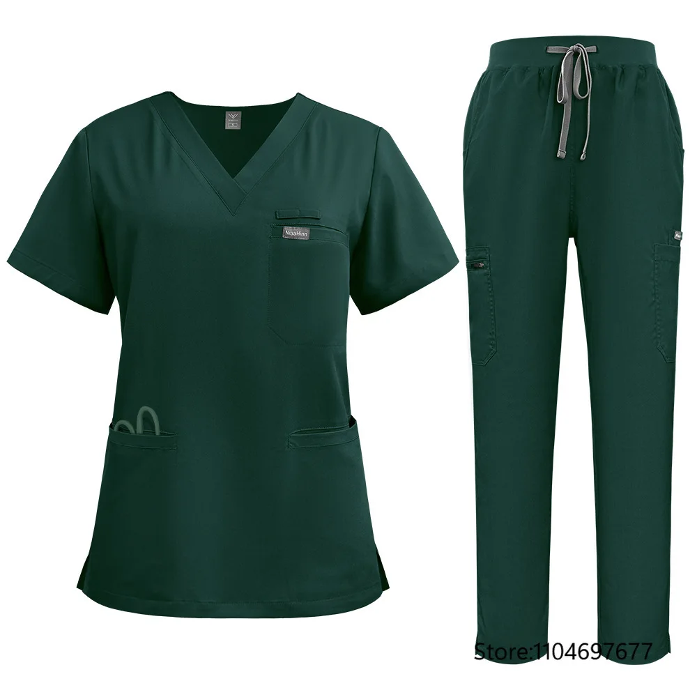 Multicolor Top+Straight Pant High-quality Clinical Uniform Women Men Nursing Pocket Scrub Set Medical Nurse Workwear Design