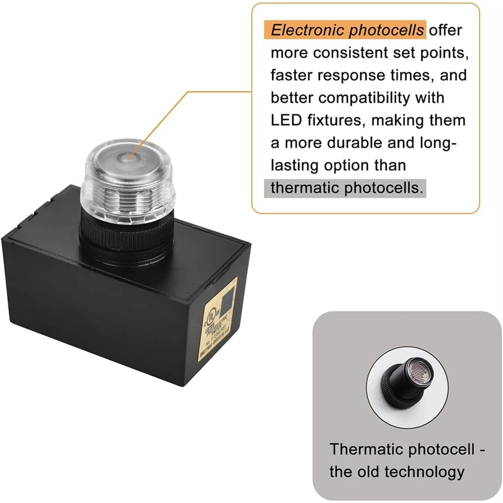 2Pcs Hard-Wired Post Eye Light Control Sensor, 100-277V Auto on/Off, Outdoor Waterproof Dusk to Dawn Photocell