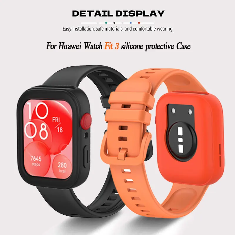 Soft TPU Case para Huawei Watch, Smartwatch Screen Protector, Bupmer, Silicone Protection Frame Cases, Fit 3