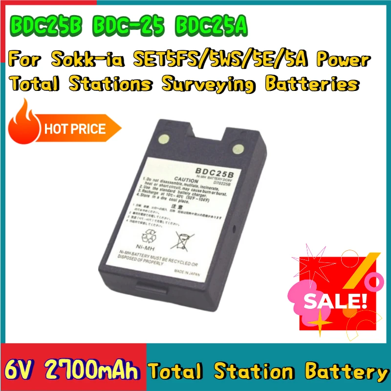 

6V 2700mAh BDC25B BDC-25 BDC25A Ni-MH Battery For Sokk-ia SET5FS 5WS 5E 5A Power Total Stations Surveying Batteries