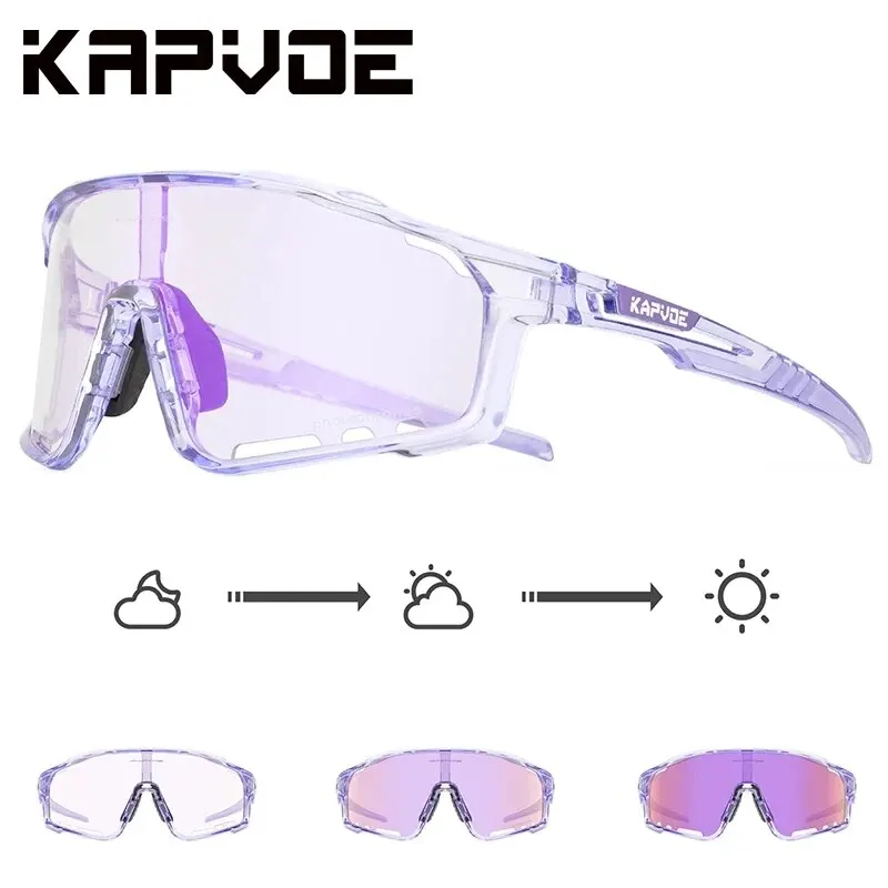 KAPOVE Photochromic Women Men Cycling Glasses MTB Mountain Road Bike Riding Sunglasses Outdoor Sports Goggles Bicycle Eyewear