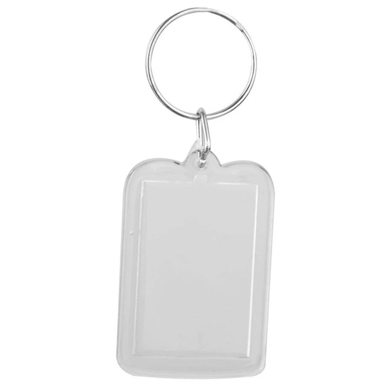 Luda Lot Van 20Pcs Sleutelhanger Diy Afneembare Witte Rechthoek Fotolijst Sleutelhanger 3.3X5cm