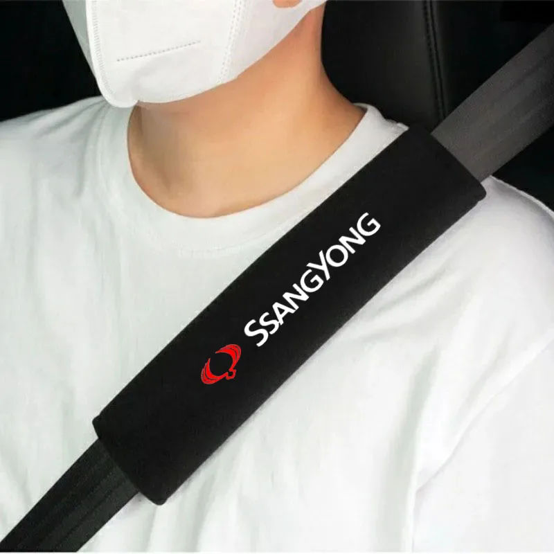 

2Pcs Car Seat Belt Cover Shoulder Protect for Ssangyong Korando 2021 Rexton Kyron Musso Actyon Rodius Auto Accessories