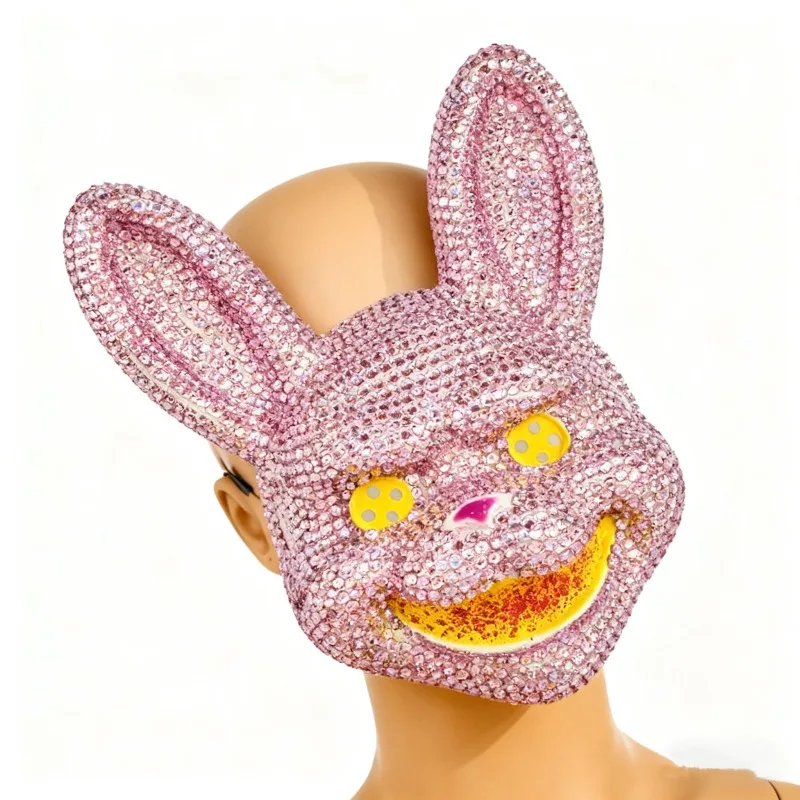

Glitter Bling Scream Bunny Mask Rabbit Rainstone Mask for Mardi Gras Easter Prom Cosplay Masquerade Party Funny Carnaval Mask