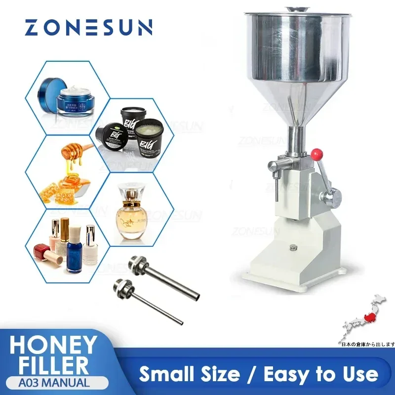 

ZONESUN Liquid Filler A03 Manual Paste Filling Machine Honey Tomato Cream Water Adjustable Bottle Filler Stainless Steel