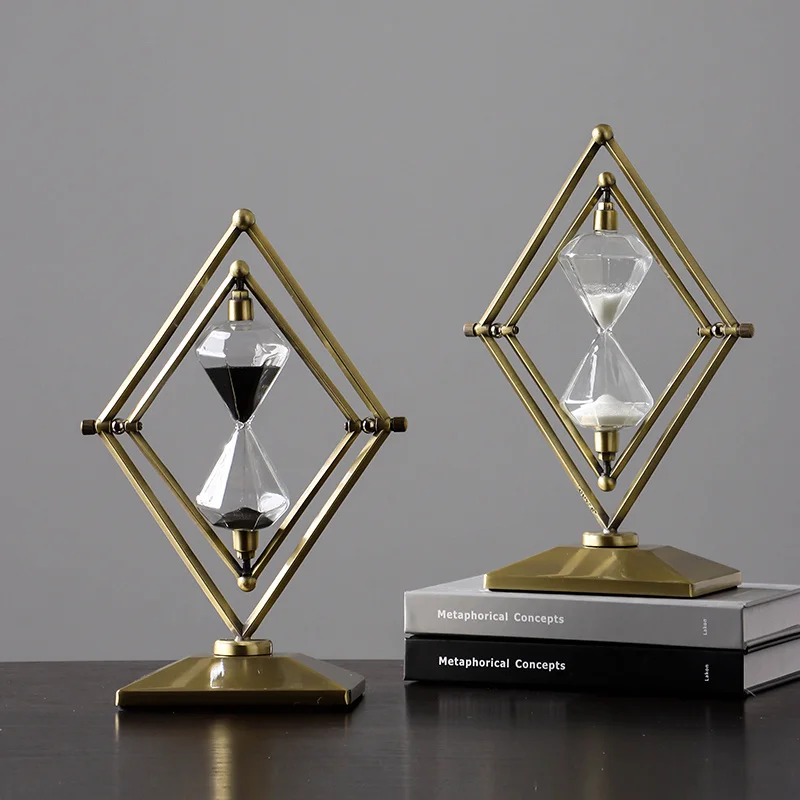 

Retro Elegant Solid Wood Hourglass Ornament Creative Personality Home Decor Items Apply to Office Study Living Room Decoration