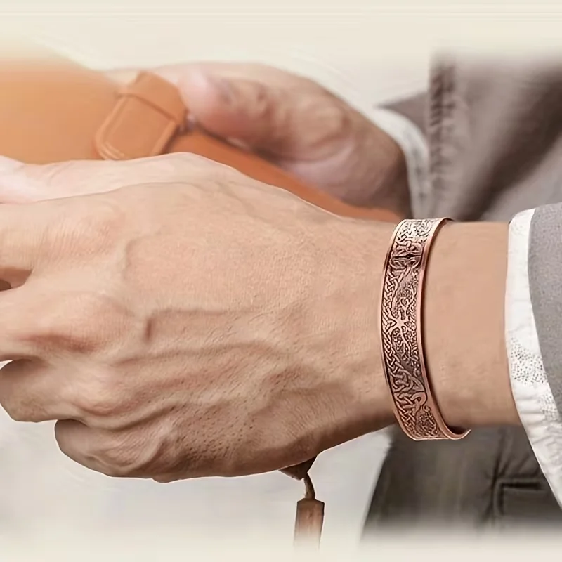 2-piece copper magnetic bracelet set, suitable for both men and women, adjustable size magnetic bracelet set, opening and closin